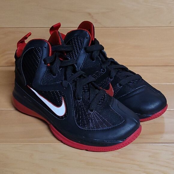 Nike Lebron 9 PS Black WhiteRed Boys Girls Youth Basketball Shoe 472665-001 - Picture 2 of 13